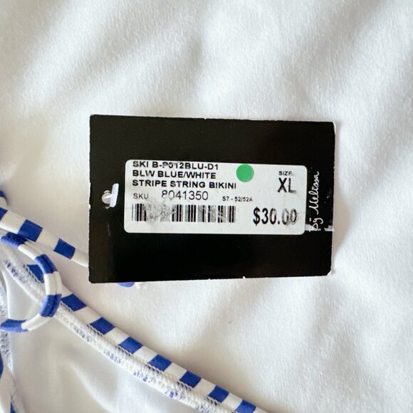Skinny Dip Stripe String Bikini XL NWT blue & white women's bathing suit - Picture 9 of 10
